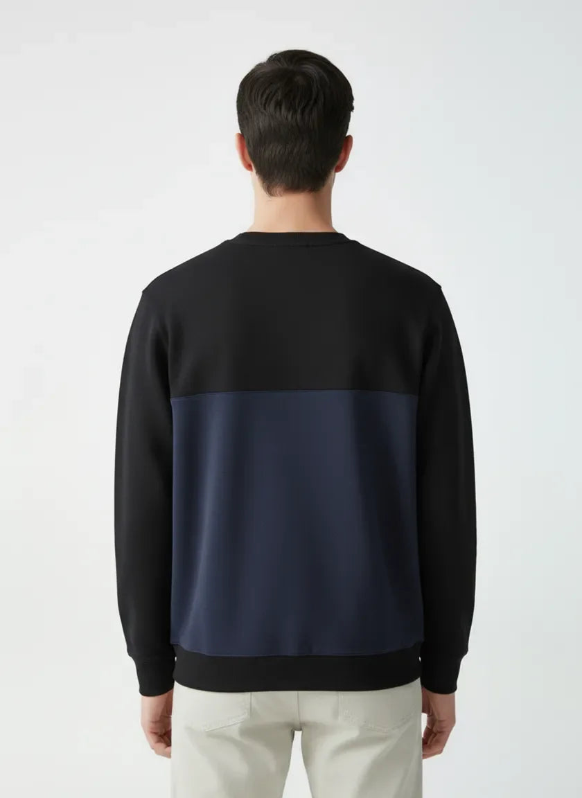 Men’s Black and Blue Combination Sweatshirt | Exeelo Premium Winter Wear 2025