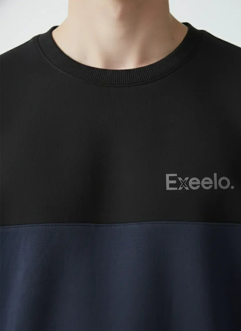 Men’s Black and Blue Combination Sweatshirt | Exeelo Premium Winter Wear 2025