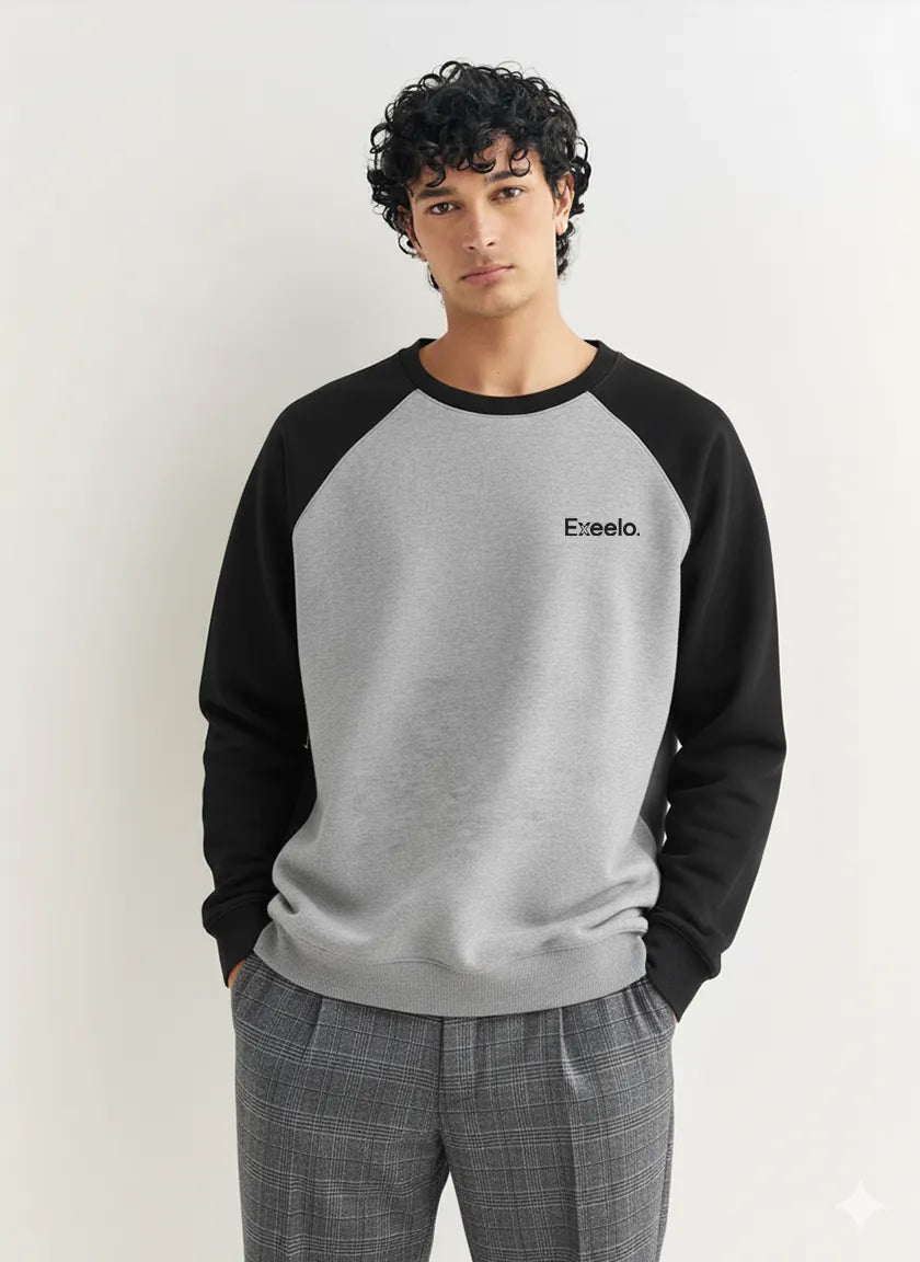 Men’s Black and Gray Contrast Sweatshirt Exeelo.