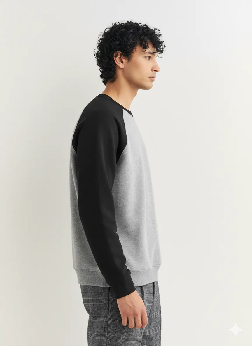 Men’s Black and Gray Contrast Sweatshirt Exeelo