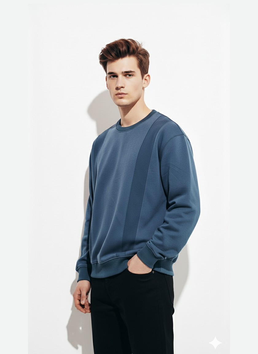 Exeelo Men’s Panel Design Shirt with modern color-block panel, tailored fit, and premium cotton-blend fabric, perfect for office or casual occasions.