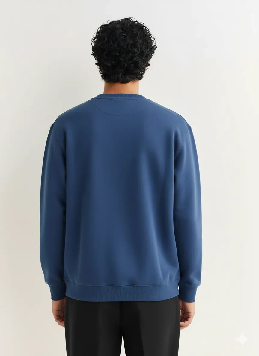 Exeelo Men’s Blue Sweatshirt - Premium Winter Comfort, Casual and Office Wear, Soft and Warm
