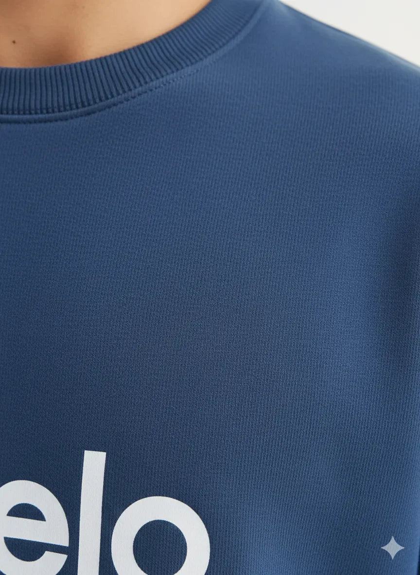 Exeelo Men’s Blue Sweatshirt - Premium Winter Comfort, Casual and Office Wear, Soft and Warm
