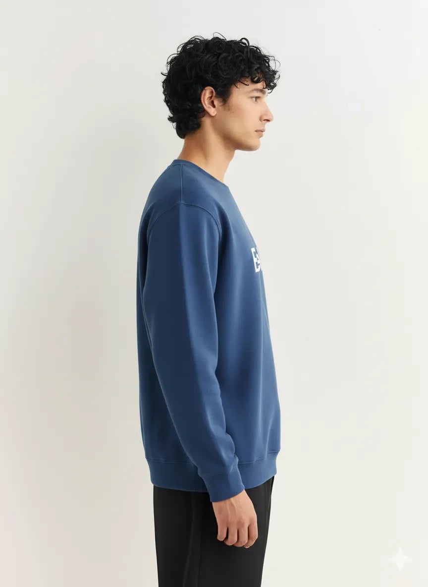 Exeelo Men’s Blue Sweatshirt - Premium Winter Comfort, Casual and Office Wear, Soft and Warm
