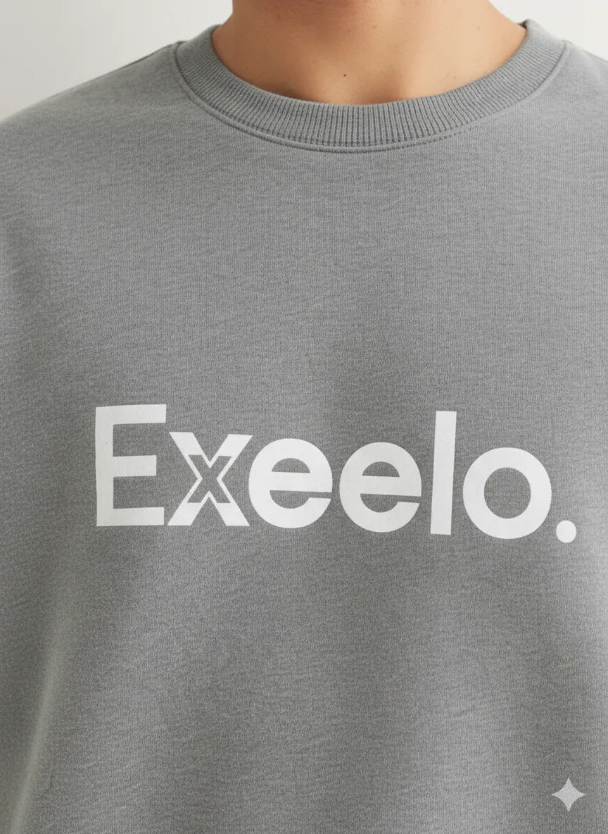 Exeelo Men’s Grey Sweatshirt - Premium Winter Comfort, Casual and Office Wear, Soft and Warm
