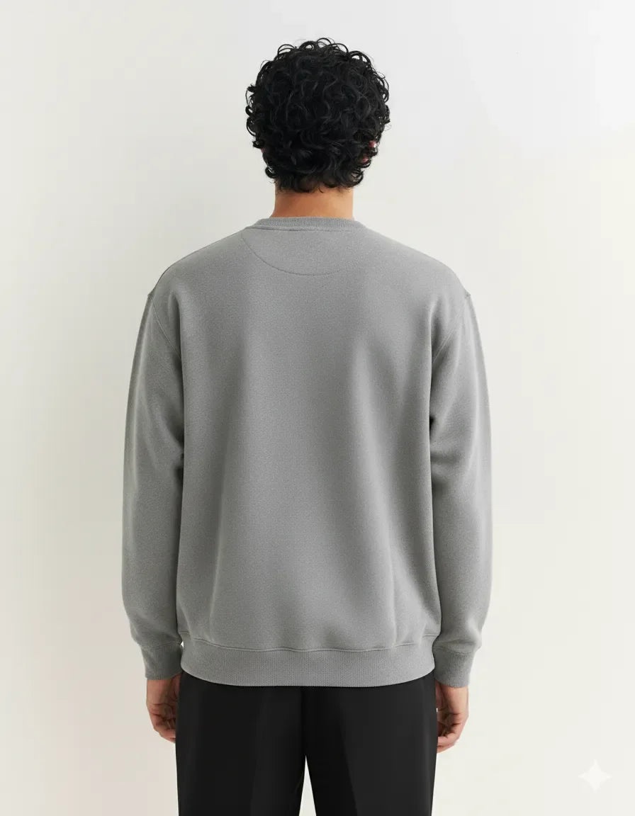 Exeelo Men’s Grey Sweatshirt - Premium Winter Comfort, Casual and Office Wear, Soft and Warm
