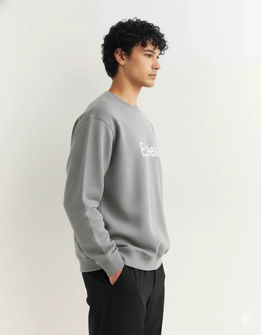 Exeelo Men’s Grey Sweatshirt - Premium Winter Comfort, Casual and Office Wear, Soft and Warm
