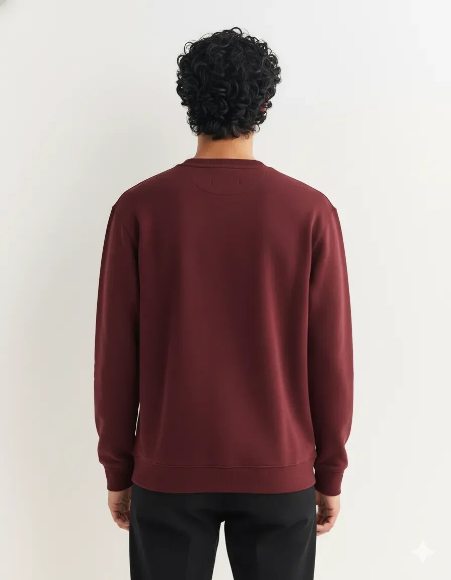 Exeelo Men’s Maroon Sweatshirt - Premium Winter Comfort, Casual and Office Wear, Soft and Warm
