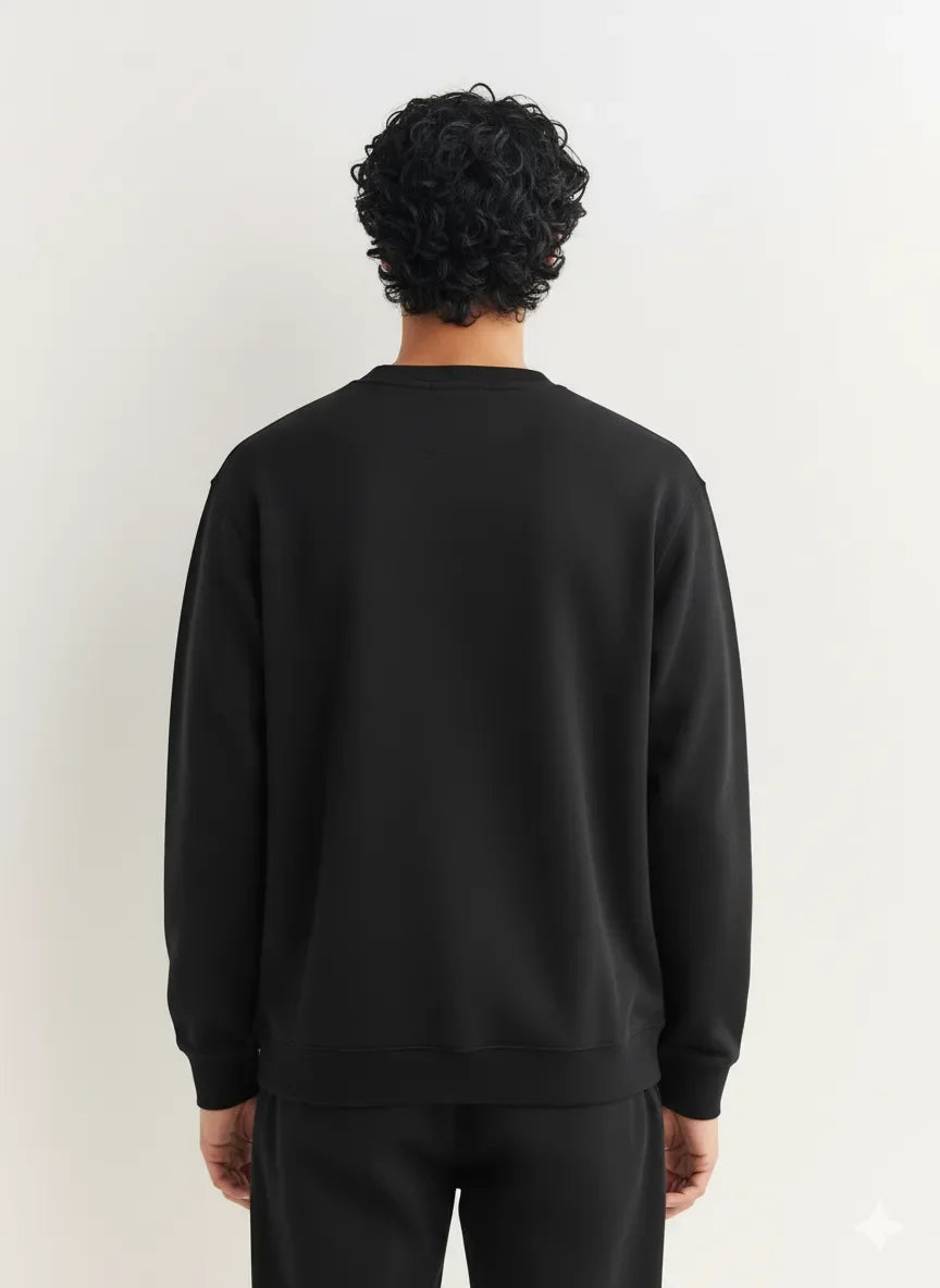 Exeelo Men’s Black Sweatshirt - Premium Winter Fleece, Casual and Office Wear, Soft and Warm
